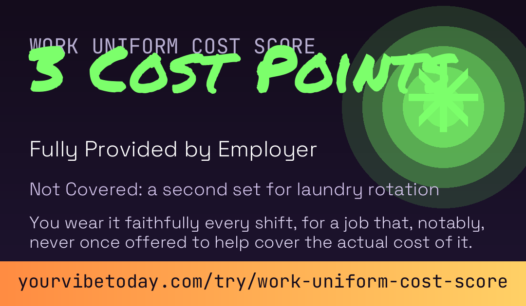 Work Uniform Cost Score card preview