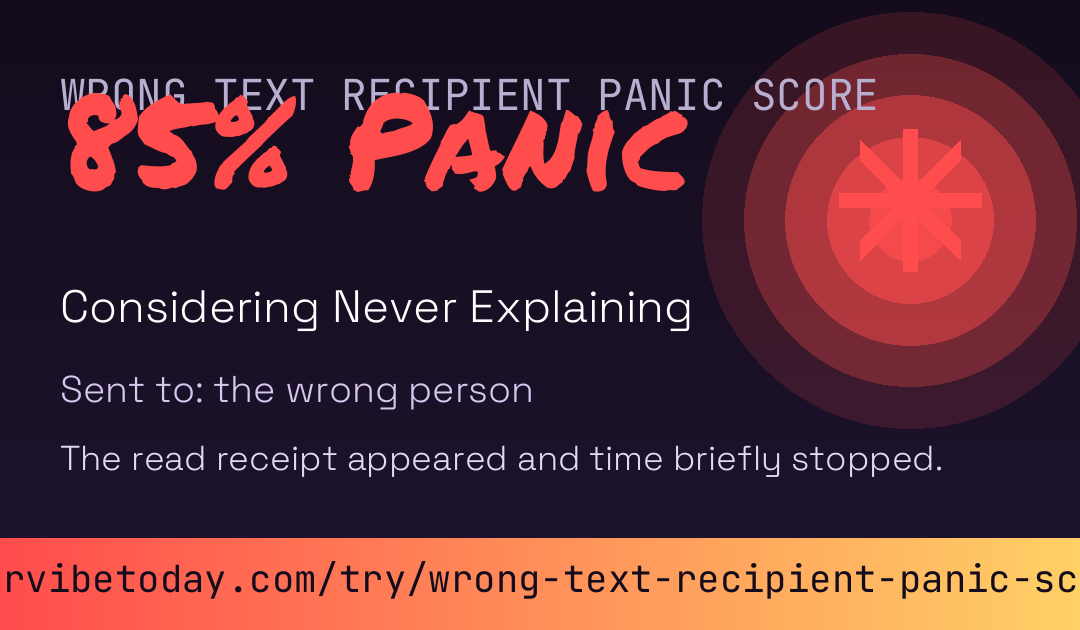 Wrong Text Recipient Panic Score card