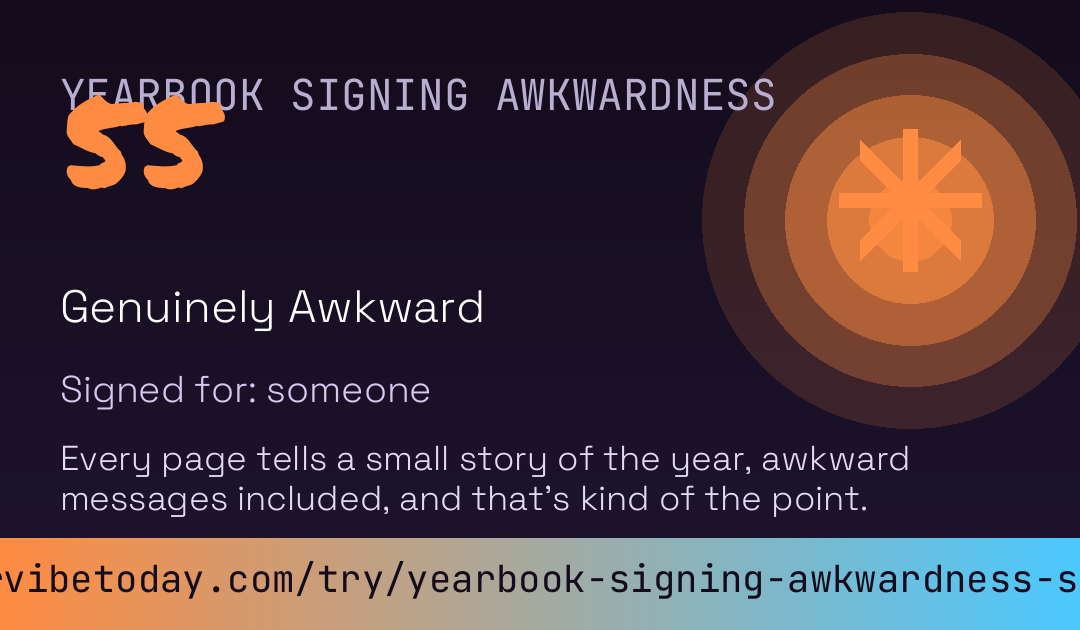 Yearbook Signing Awkwardness Score card