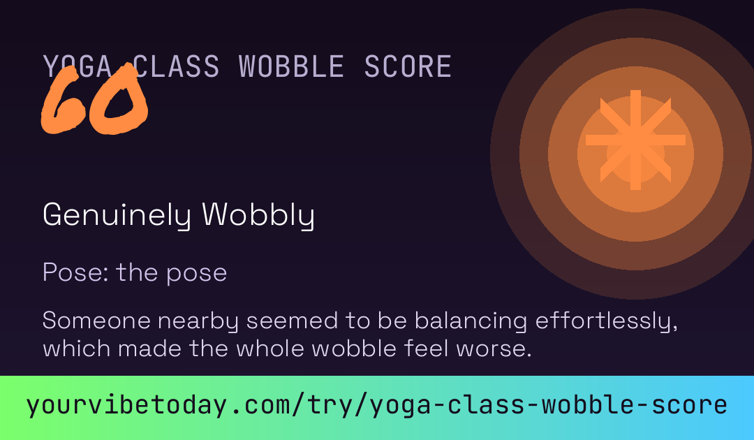 Yoga Class Wobble Score card